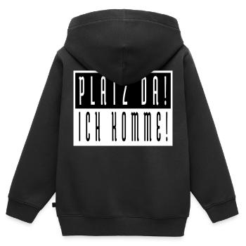 alltag witzig angeber geek - Kinder Premium Organic Zip Hoodie - Schwarz - Hinten - AI Model Kid Male (0cm)