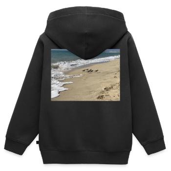 Run Bird run - Kinder Premium Organic Zip Hoodie - Schwarz - Hinten - AI Model Kid Male (0cm)