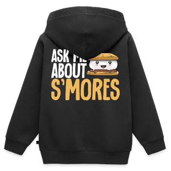 S'more Campfire Marshmallow Camping - Sweat Premium à capuche zippé enfant bio - noir - Dos - AI Model Kid Male (0cm)