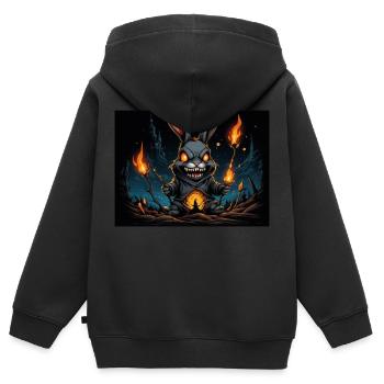 Lapin en colère - Sweat Premium à capuche zippé enfant bio - noir - Dos - AI Model Kid Male (0cm)