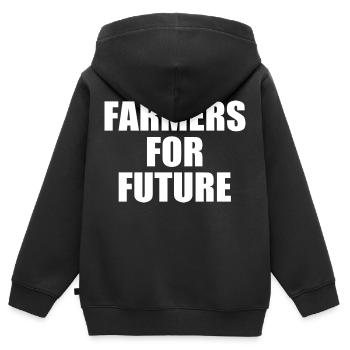 farmers for future - Sweat Premium à capuche zippé enfant bio - noir - Dos - AI Model Kid Male (0cm)