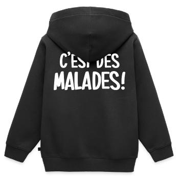 C'est des malades! - Sweat Premium à capuche zippé enfant bio - noir - Dos - AI Model Kid Male (0cm)
