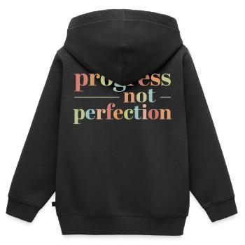Progress instead of perfection Self-love - Kids Premium Organic Zip-up Hoodie - black - Back - AI Model Kid Male (0cm)