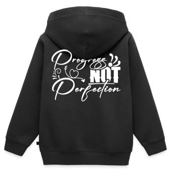 Progress instead of perfection Self-love - Kids Premium Organic Zip-up Hoodie - black - Back - AI Model Kid Male (0cm)