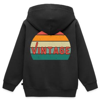 Vintage Design - Zeitlos - Kinder Premium Organic Zip Hoodie - Schwarz - Hinten - AI Model Kid Male (0cm)