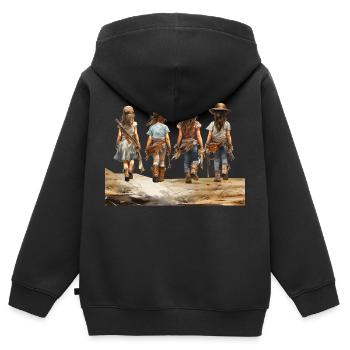 Faschingsverkleidungen, beliebt bei Alt und Jung - Kinder Premium Organic Zip Hoodie - Schwarz - Hinten - AI Model Kid Male (0cm)