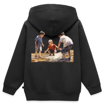 Eine unbeschwerte Kindheit ist ein Geschenk - Kinder Premium Organic Zip Hoodie - Schwarz - Hinten - AI Model Kid Male (0cm)