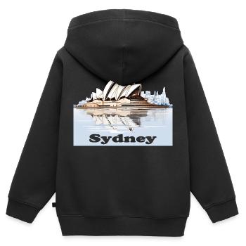Sydney, une ville cosmopolite sur la côte australienne - Sweat Premium à capuche zippé enfant bio - noir - Dos - AI Model Kid Male (0cm)