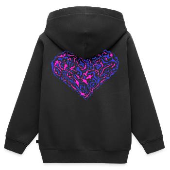 Cœur bleu et rose. - Sweat Premium à capuche zippé enfant bio - noir - Dos - AI Model Kid Male (0cm)