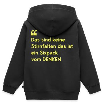 Drôles de dictons drôles sicpack pli - Sweat Premium à capuche zippé enfant bio - noir - Dos - AI Model Kid Male (0cm)