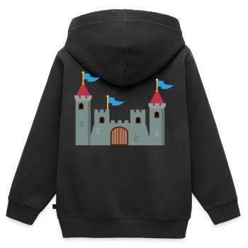 Château - Sweat Premium à capuche zippé enfant bio - noir - Dos - AI Model Kid Male (0cm)