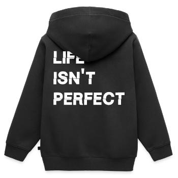 Das Leben ist nicht perfekt - Kinder Premium Organic Zip Hoodie - Schwarz - Hinten - AI Model Kid Male (0cm)
