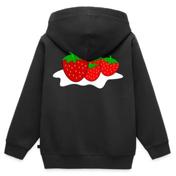 Fraises à la crème fouettée - Sweat Premium à capuche zippé enfant bio - noir - Dos - AI Model Kid Male (0cm)