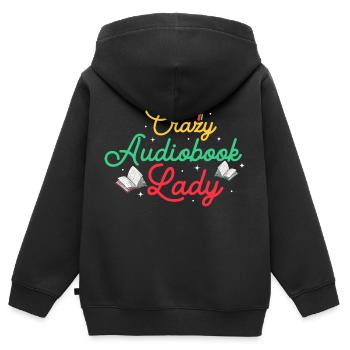 Boundless Books, Boundless Joy : l’obsession du livre audio - Sweat Premium à capuche zippé enfant bio - noir - Dos - AI Model Kid Male (0cm)