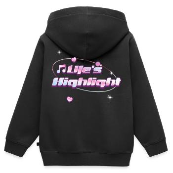 Le point culminant de la vie : l’amour de motivation kawaii mignon - Sweat Premium à capuche zippé enfant bio - noir - Dos - AI Model Kid Male (0cm)