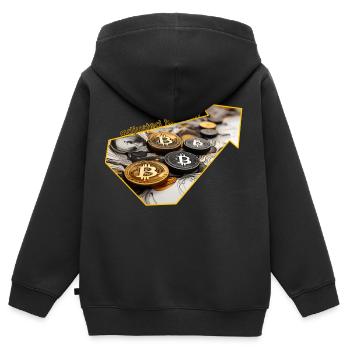crypto geld ,adjusted for coin - Kinder Premium Organic Zip Hoodie - Schwarz - Hinten - AI Model Kid Male (0cm)