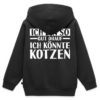 Je suis de si bonne humeur que je pourrais vomir - Sweat Premium à capuche zippé enfant bio - noir - Dos - AI Model Kid Male (0cm)