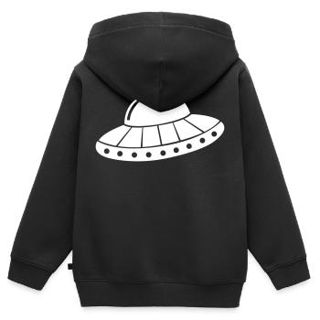 ufo - Kinder Premium Organic Zip Hoodie - Schwarz - Hinten - AI Model Kid Male (0cm)