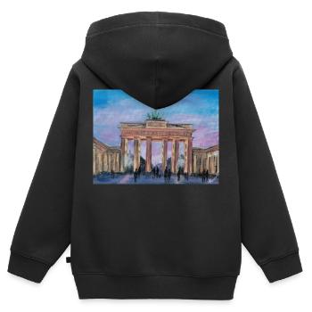 Brandebourg - Sweat Premium à capuche zippé enfant bio - noir - Dos - AI Model Kid Male (0cm)