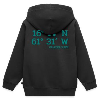 Coordonnées Guadeloupe - Coordonnées - Caraïbes - Sweat Premium à capuche zippé enfant bio - noir - Dos - AI Model Kid Male (0cm)