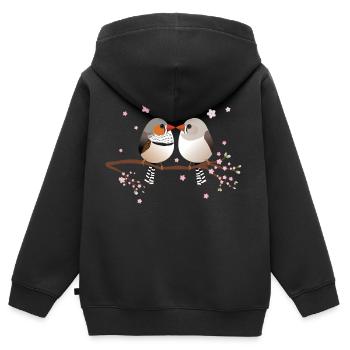 Niedliche knollige Zebrafinken - Kinder Premium Organic Zip Hoodie - Schwarz - Hinten - AI Model Kid Male (0cm)