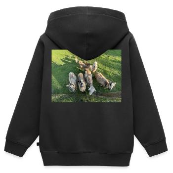 Was ne Herde - Kinder Premium Organic Zip Hoodie - Schwarz - Hinten - AI Model Kid Male (0cm)