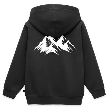 Alpen Berge Panorama Minimal Vektor - Kinder Premium Organic Zip Hoodie - Schwarz - Hinten - AI Model Kid Male (0cm)