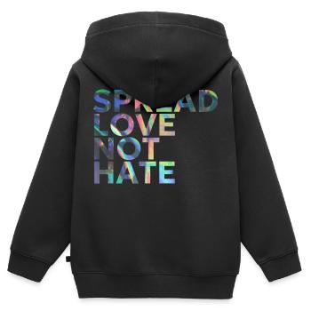 SPREAD LOVE NOT HATE - Kinder Premium Organic Zip Hoodie - Schwarz - Hinten - AI Model Kid Male (0cm)