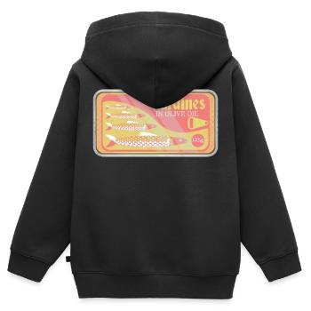 Sardinen in einer Pop-Art aus der Dose - Kinder Premium Organic Zip Hoodie - Schwarz - Hinten - AI Model Kid Male (0cm)