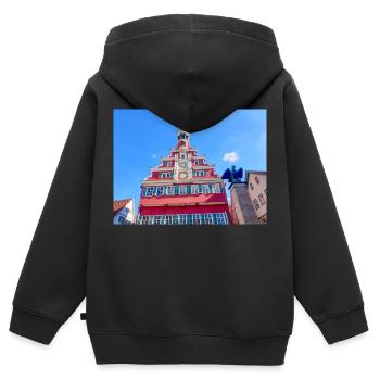 Altes Rathaus Esslingen am Neckar - Kinder Premium Organic Zip Hoodie - Schwarz - Hinten - AI Model Kid Male (0cm)