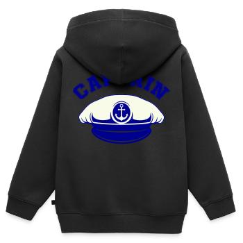 matrosen mütze captain - Kinder Premium Organic Zip Hoodie - Schwarz - Hinten - AI Model Kid Male (0cm)