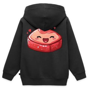 Süßes Steak mit Kulleraugen - Kinder Premium Organic Zip Hoodie - Schwarz - Hinten - AI Model Kid Male (0cm)