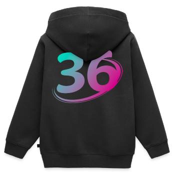 Nummer 36 mehrfarbig - Kinder Premium Organic Zip Hoodie - Schwarz - Hinten - AI Model Kid Male (0cm)