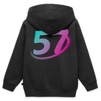 Nummer 57 mehrfarbig - Kinder Premium Organic Zip Hoodie - Schwarz - Hinten - AI Model Kid Male (0cm)