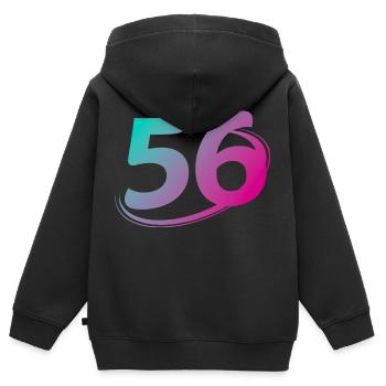 Nummer 56 mehrfarbig - Kinder Premium Organic Zip Hoodie - Schwarz - Hinten - AI Model Kid Male (0cm)