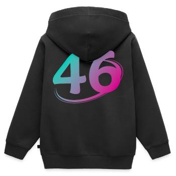 Nummer 46 mehrfarbig - Kinder Premium Organic Zip Hoodie - Schwarz - Hinten - AI Model Kid Male (0cm)