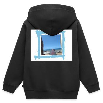 Sea view - Kids Premium Organic Zip-up Hoodie - black - Back - AI Model Kid Male (0cm)
