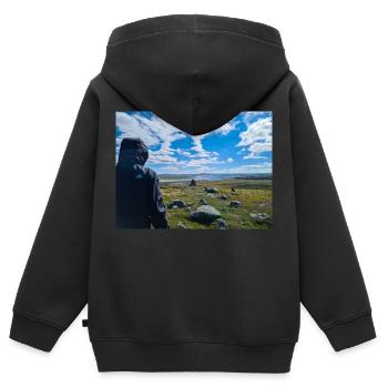 Fernweh - Sehnsucht nach Weite - Kinder Premium Organic Zip Hoodie - Schwarz - Hinten - AI Model Kid Male (0cm)