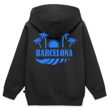 Barcelone - Sweat Premium à capuche zippé enfant bio - noir - Dos - AI Model Kid Male (0cm)