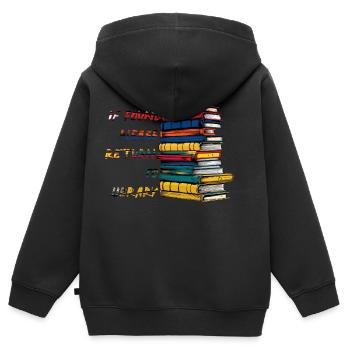 Wenn gefunden, bitte zurück zur Bibliothek - Kinder Premium Organic Zip Hoodie - Schwarz - Hinten - AI Model Kid Male (0cm)
