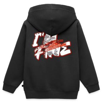 Je suis d’accord pour essuyer le coup - Sweat Premium à capuche zippé enfant bio - noir - Dos - AI Model Kid Male (0cm)