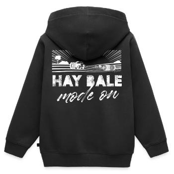 Mode de balles de foin sur la mise en balles de paille Culture du foin - Sweat Premium à capuche zippé enfant bio - noir - Dos - AI Model Kid Male (0cm)