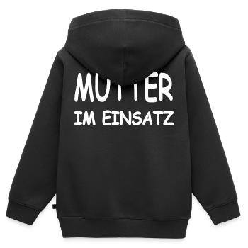 Mutter - Kinder Premium Organic Zip Hoodie - Schwarz - Hinten - AI Model Kid Male (0cm)
