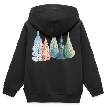 Winter - Kinder Premium Organic Zip Hoodie - Schwarz - Hinten - AI Model Kid Male (0cm)