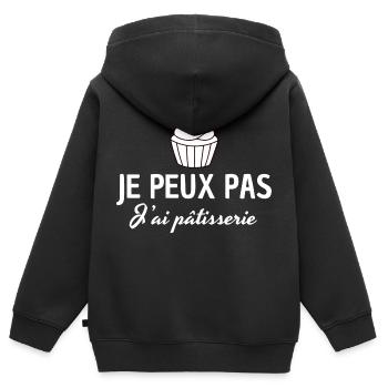 Ich kann kein Gebäck haben - Kinder Premium Organic Zip Hoodie - Schwarz - Hinten - AI Model Kid Male (0cm)