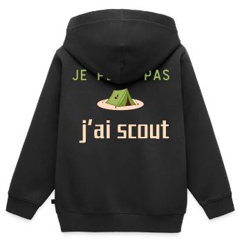 J'peux pas j'ai scout - Sweat Premium à capuche zippé enfant bio - noir - Dos - AI Model Kid Male (0cm)