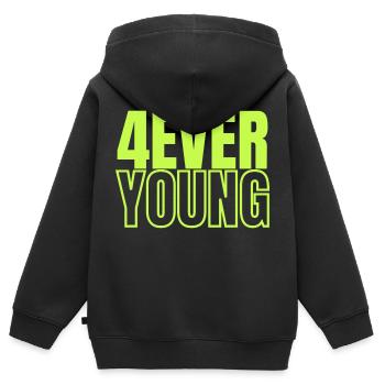 4EVERYOUNG im grünen Design - Kinder Premium Organic Zip Hoodie - Schwarz - Hinten - AI Model Kid Male (0cm)