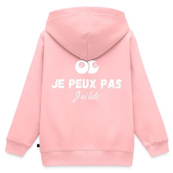 Ich kann nicht, ich habe Lotto - Kinder Premium Organic Zip Hoodie - Rosa - Hinten - AI Model Kid Female (0cm)