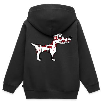 Hund Zombie Untot Halloween Horror Leiche Grusel - Kinder Premium Organic Zip Hoodie - Schwarz - Hinten - AI Model Kid Male (0cm)