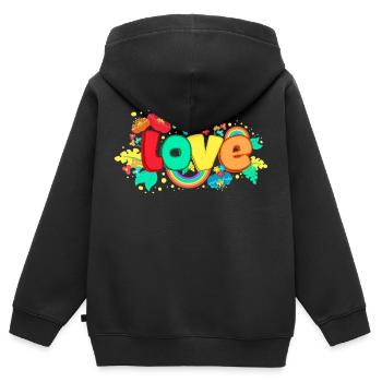 L’amour et les fleurs - Sweat Premium à capuche zippé enfant bio - noir - Dos - AI Model Kid Male (0cm)